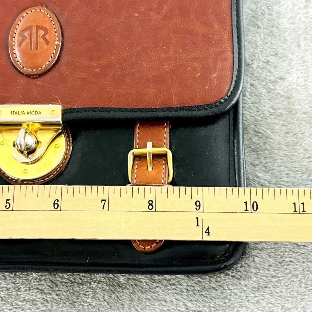 Vintage Rina‎ Rich Handbag Top Handle Purse Black Brown Leather Missing Strap